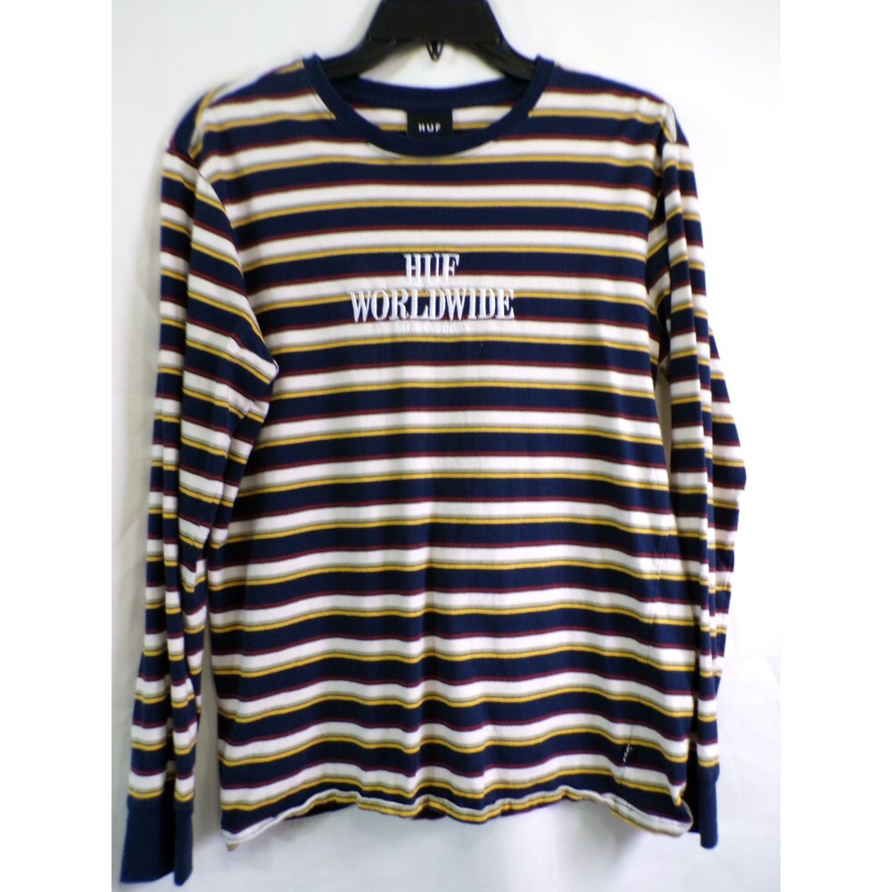HUF Men's Striped Long Sleeve Button-Up Shirt Size S Multicolor Worldwide